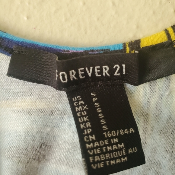 Forever 21 Blue Scoop Neck Short Sleeve Boho Geometric Mini Bodycon Dres… - Picture 3 of 4